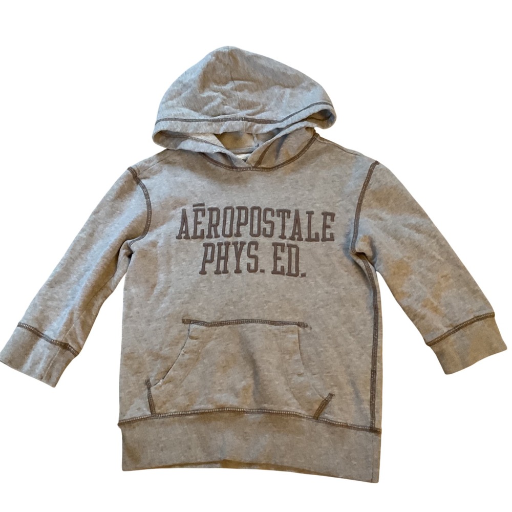 Aeropostale Phys Ed Hoodie Gray Graphic Sweatshirt XS Heathered Pullover